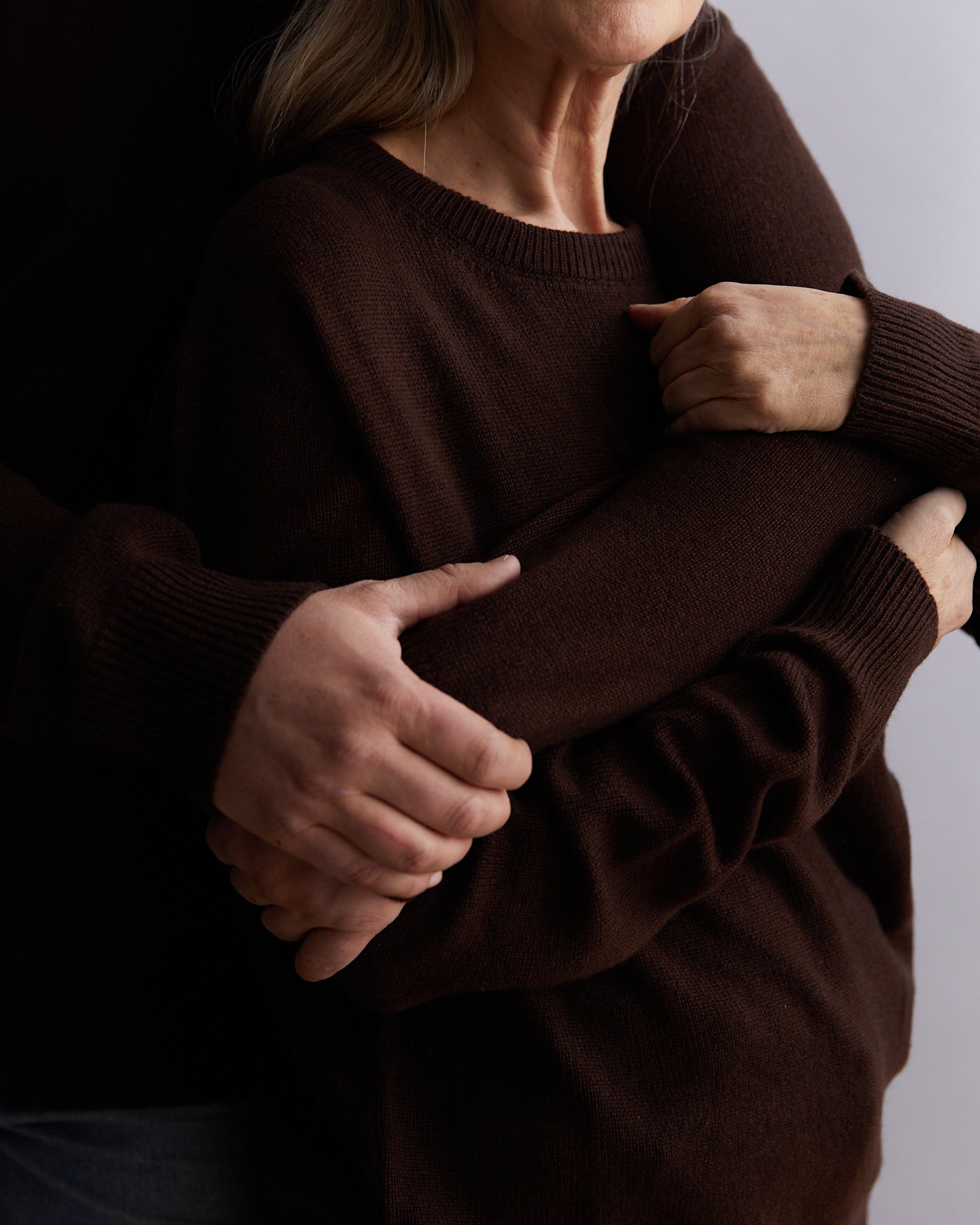 CASHMERE SWEATER FROM NEPAL, EXCLUSIVE, UNISEX, EARTH BROWN