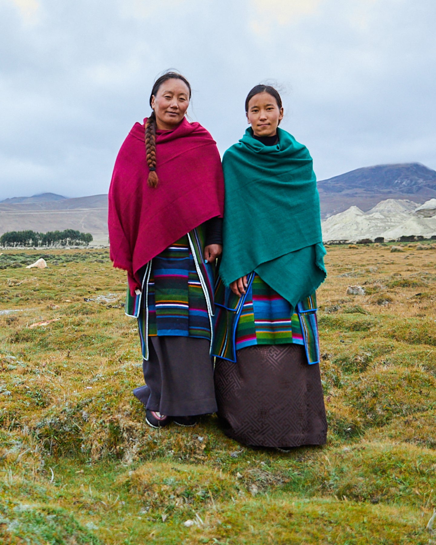 Sjal i jak & merinoull från Himachal Pradesh – engelsk röd