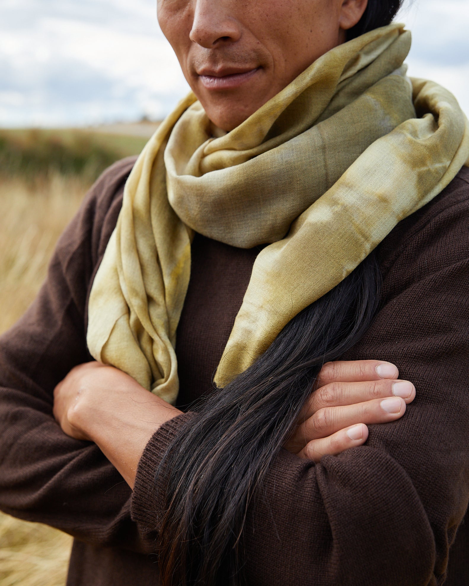 Ayurvedically Dyed Pashmina Wool Yoga Shawl – Dark Pine Green