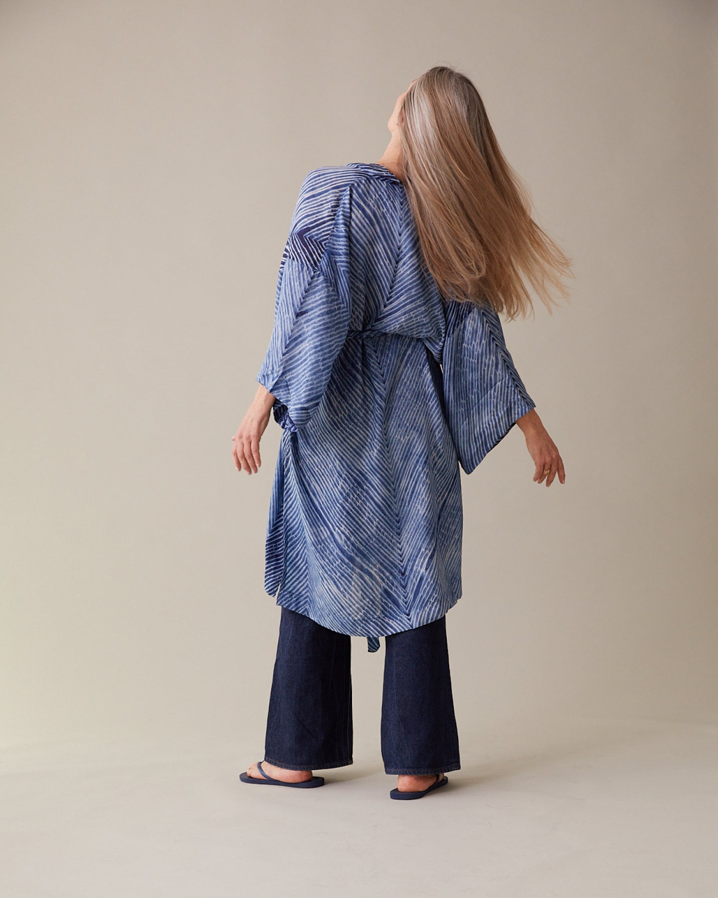 Arashi – Shibori Indigo Dyed Silk Kimono