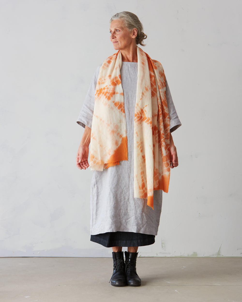 Ayurvedically Dyed Pashmina Wool Yoga Shawl – Orange