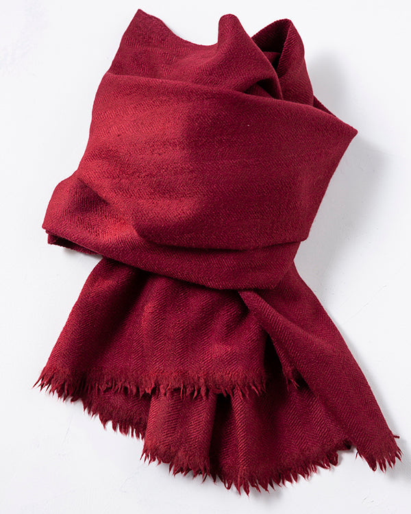 Sjal i jak & merinoull från Himachal Pradesh – engelsk röd