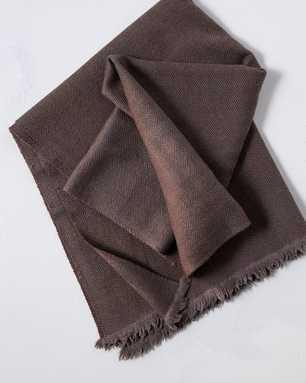 Sjal i jak & merinoull från Himachal Pradesh – umbra brun