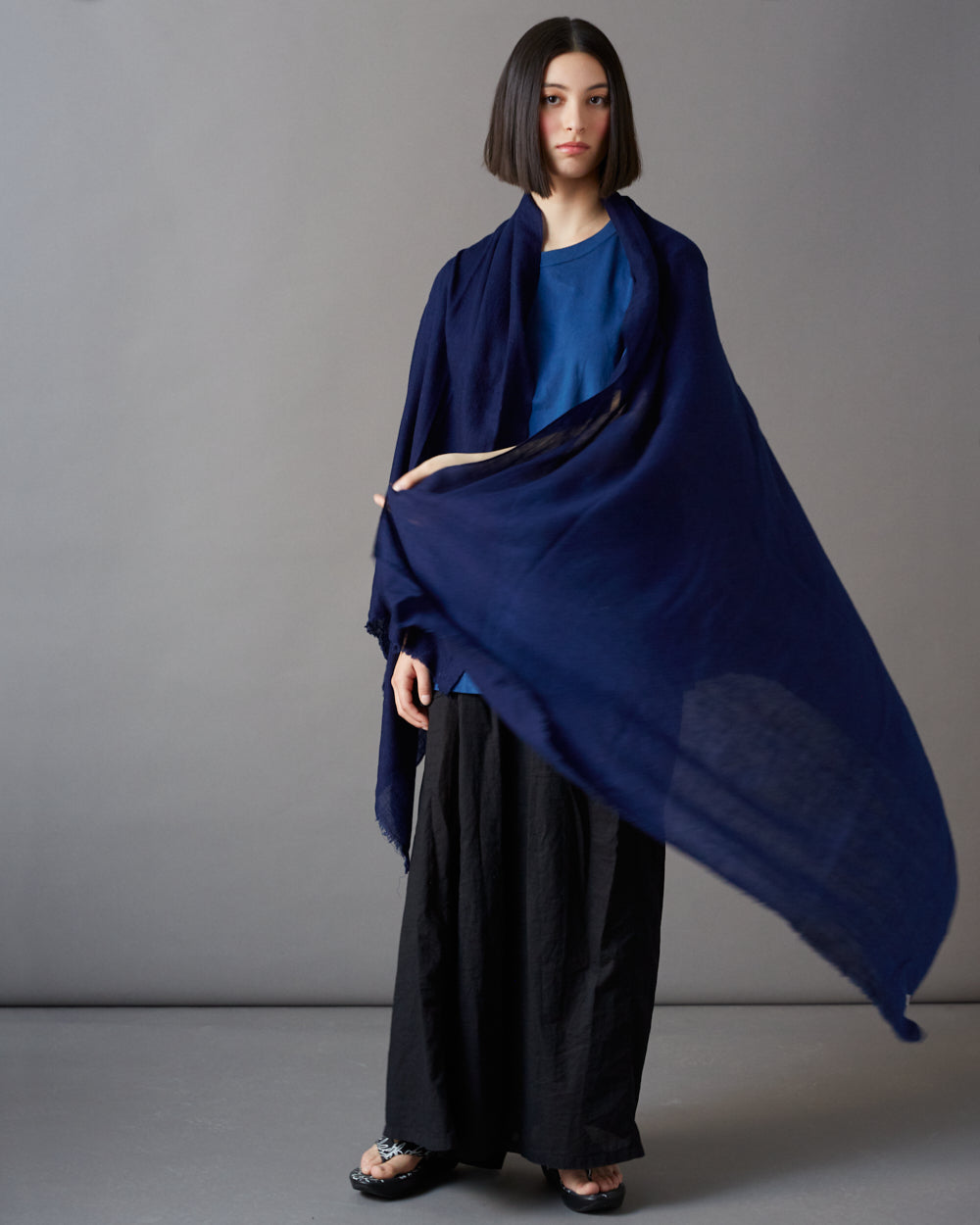 Exclusive, Large Shawl of the Softest, Naturally Dyed Pashmina Wool – Indigo