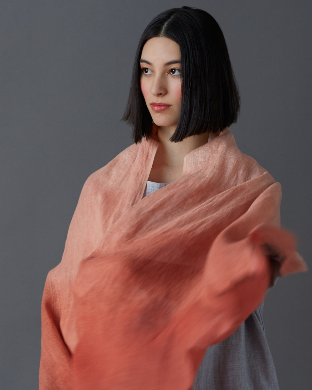 Tinted Hand-woven Linen Shawl – Rose Petal Pink