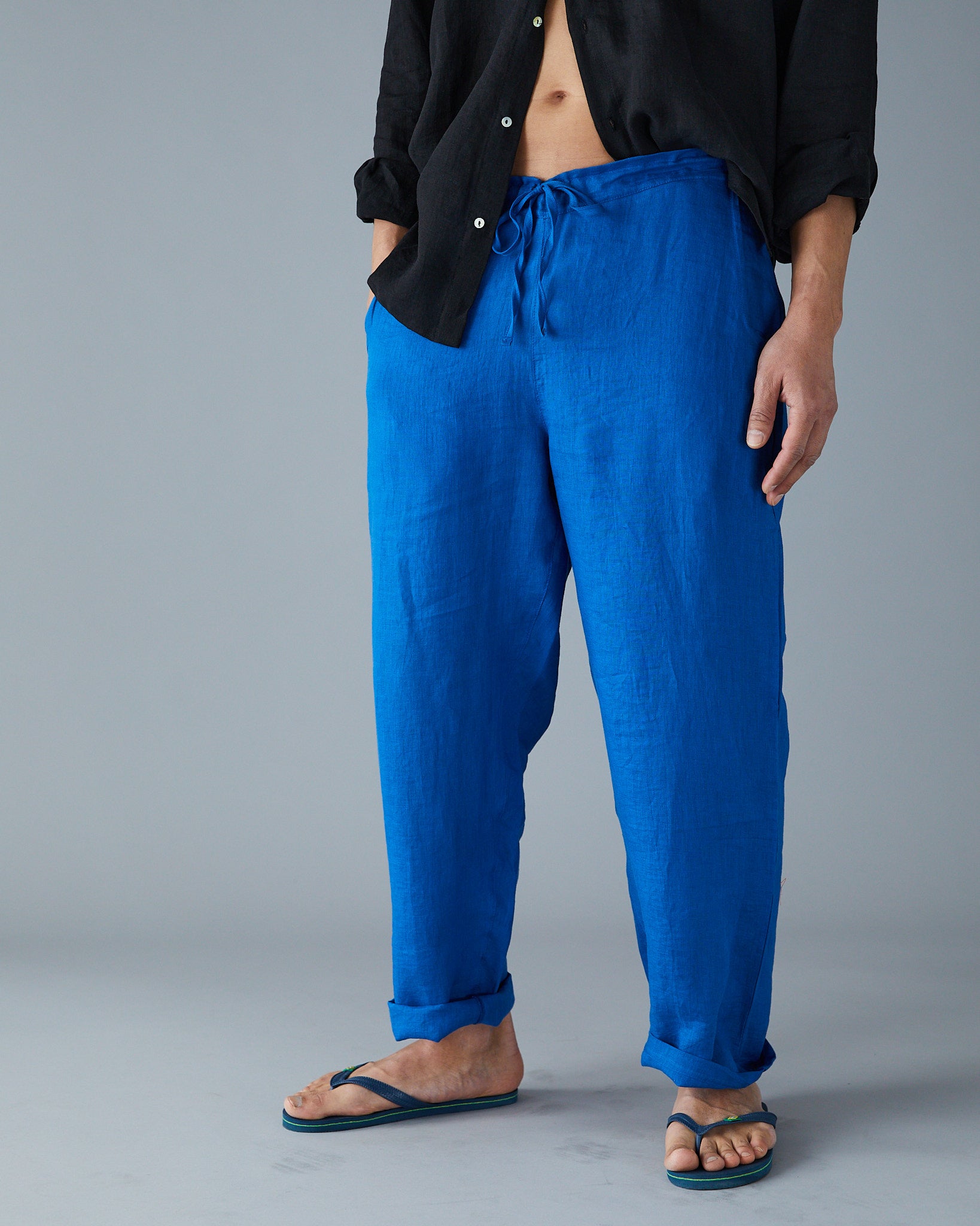 Classic Fine Linen Trousers (Unisex) – Ocean Blue