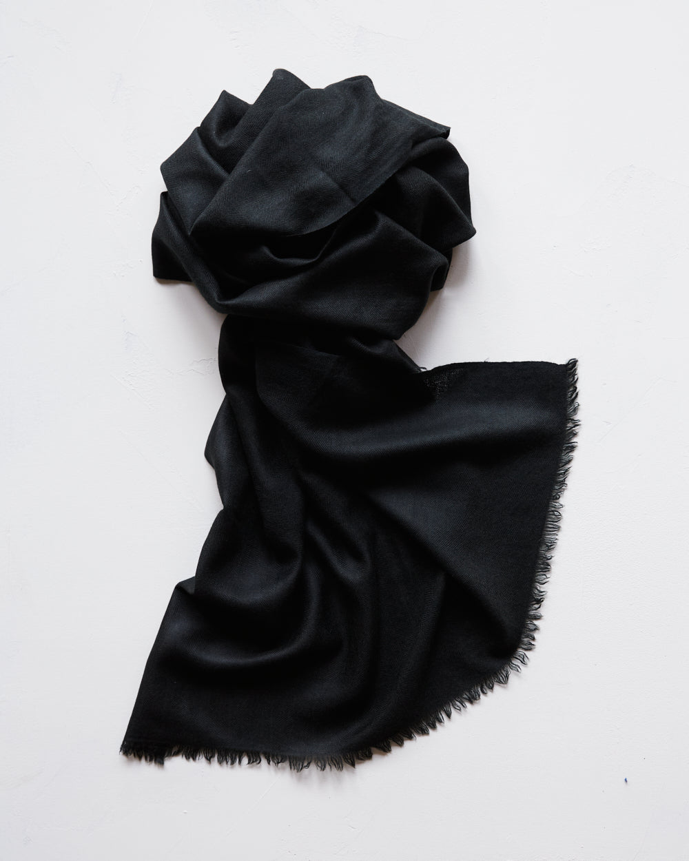Silk and Himachali Merino Wool Shawl – Obsedian Black