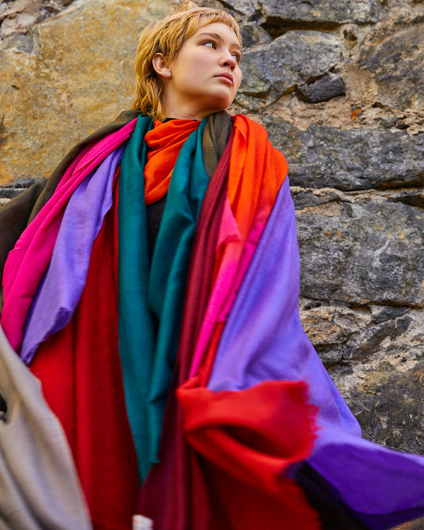 Silk and Himachali Merino Wool Shawl 